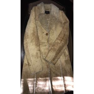 Suede faux fur coat